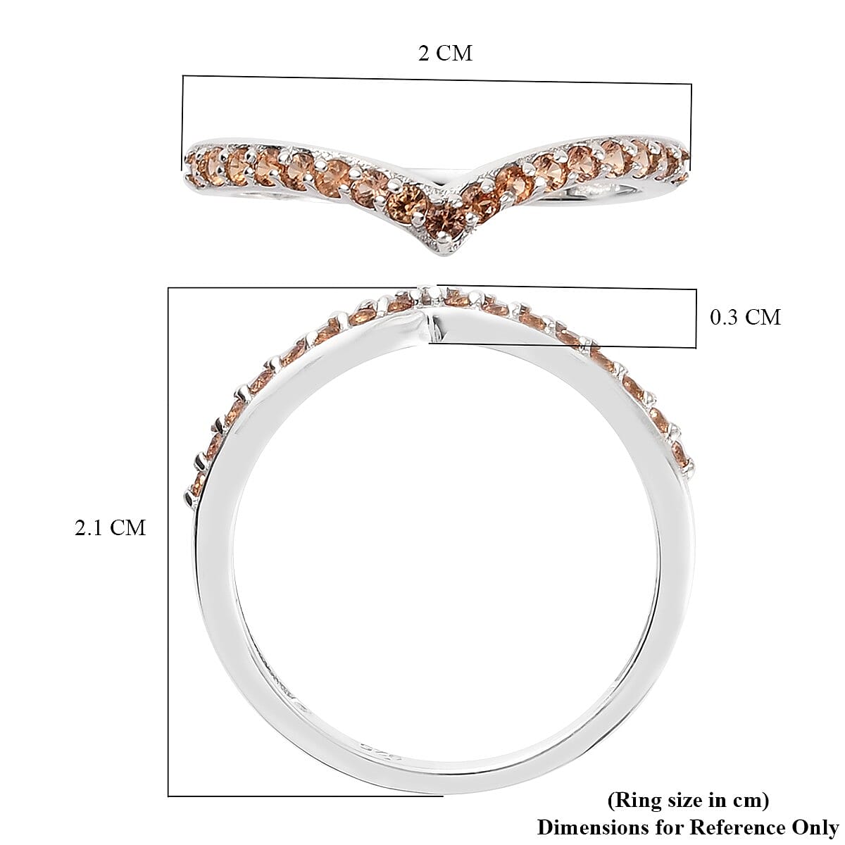 Orange Sapphire Ring in Platinum Overlay Sterling Silver