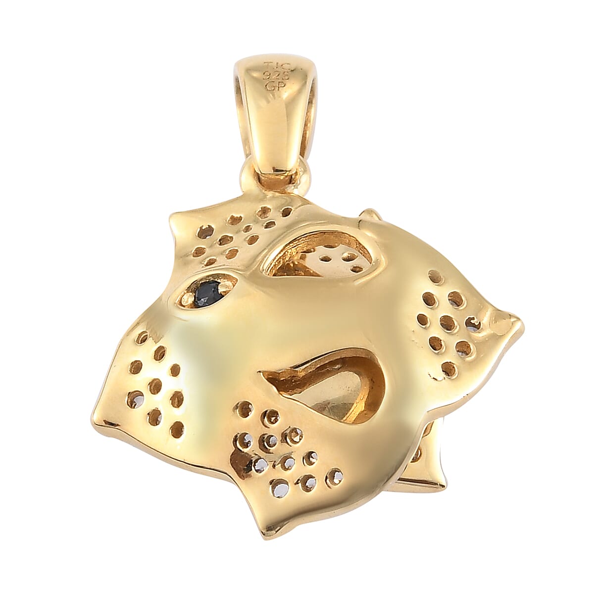 GP Itallian Garden Leaf and Flower - African Ruby (FF), Natural Cambodian Zircon and Blue Sapphire Floral Pendant in 14K Gold Overlay Sterling Silver 2.16 Ct.