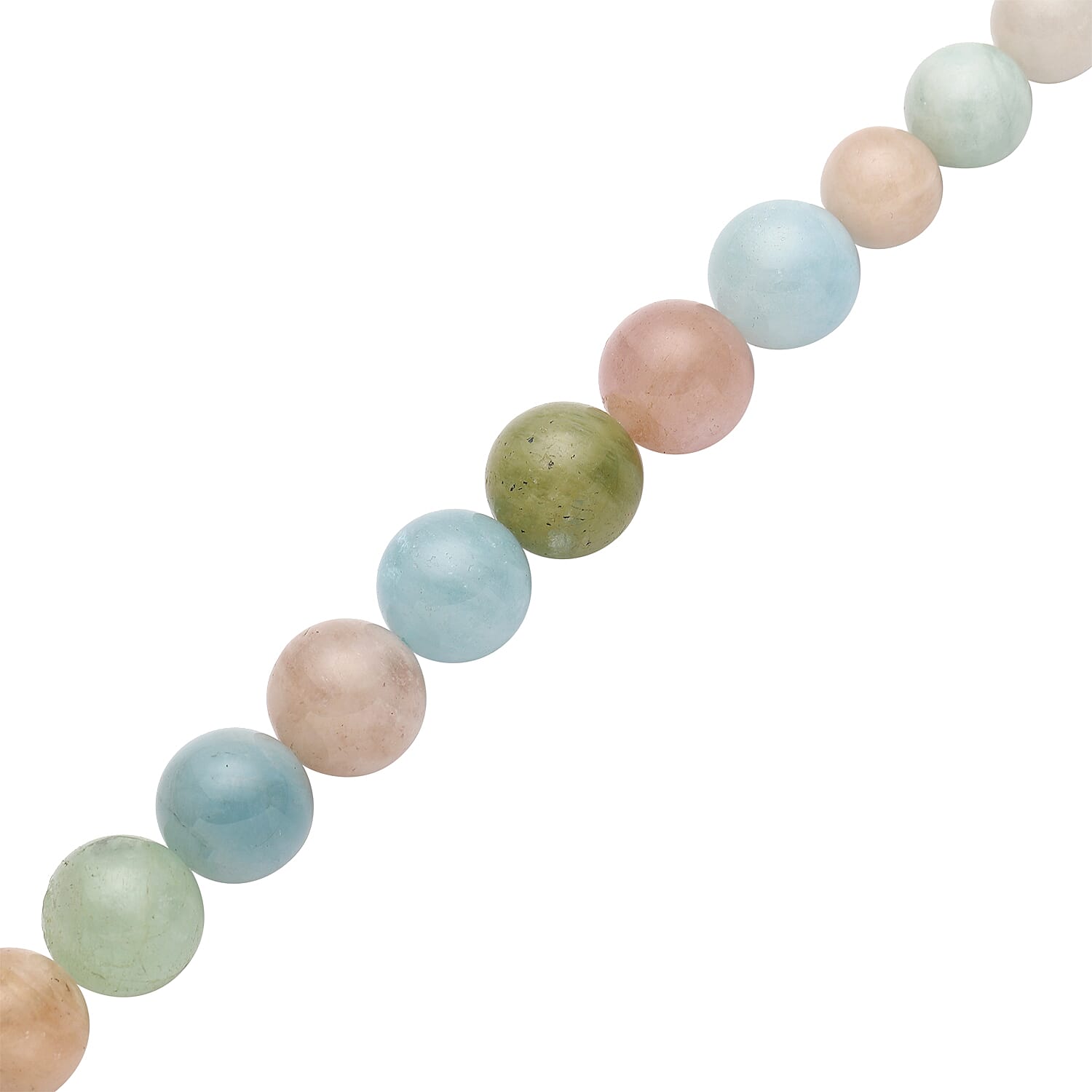 Multi Beryl (11-16mm) Beads Necklace (Size - 20) With Magnetic Lock in Rhodium Overlay Sterling Silver 686.00 Ct.