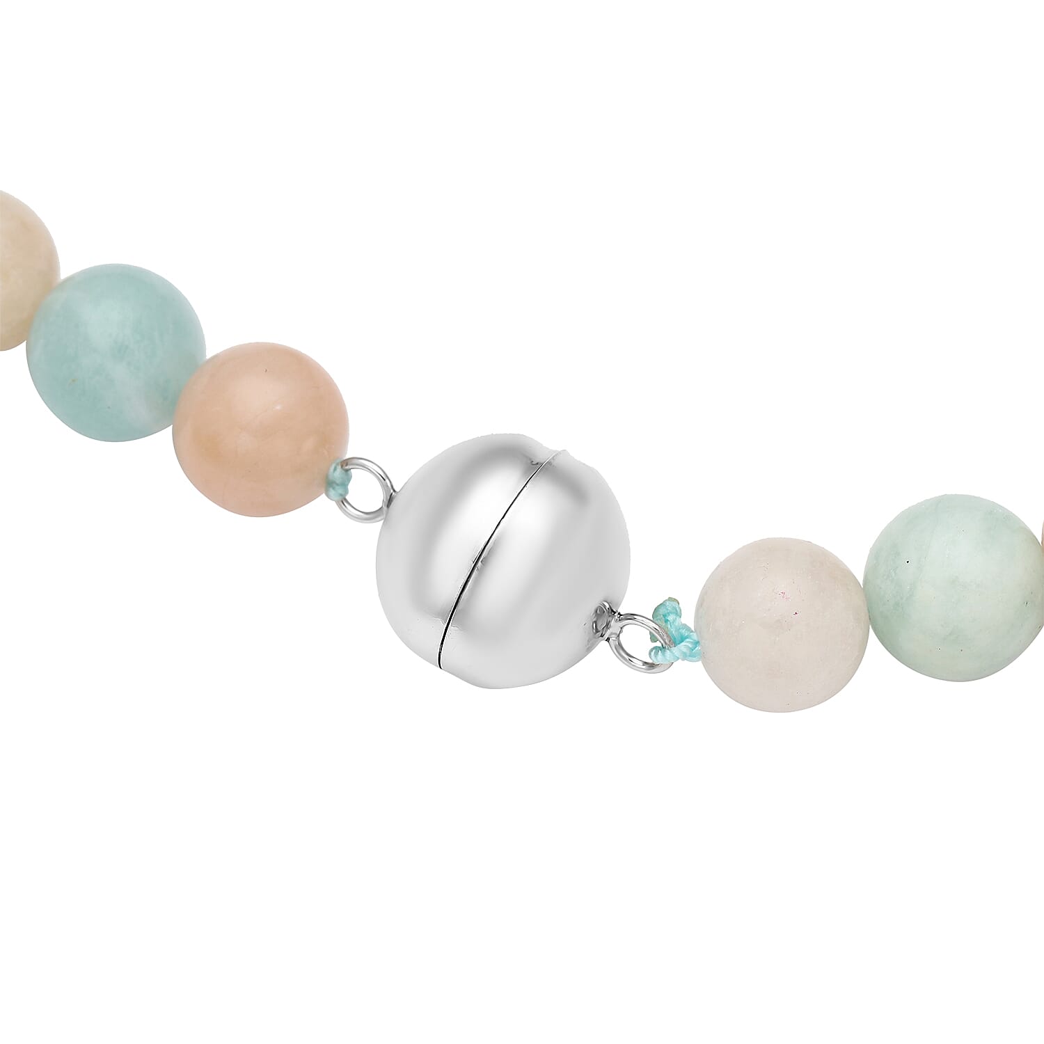 Multi Beryl (11-16mm) Beads Necklace (Size - 20) With Magnetic Lock in Rhodium Overlay Sterling Silver 686.00 Ct.