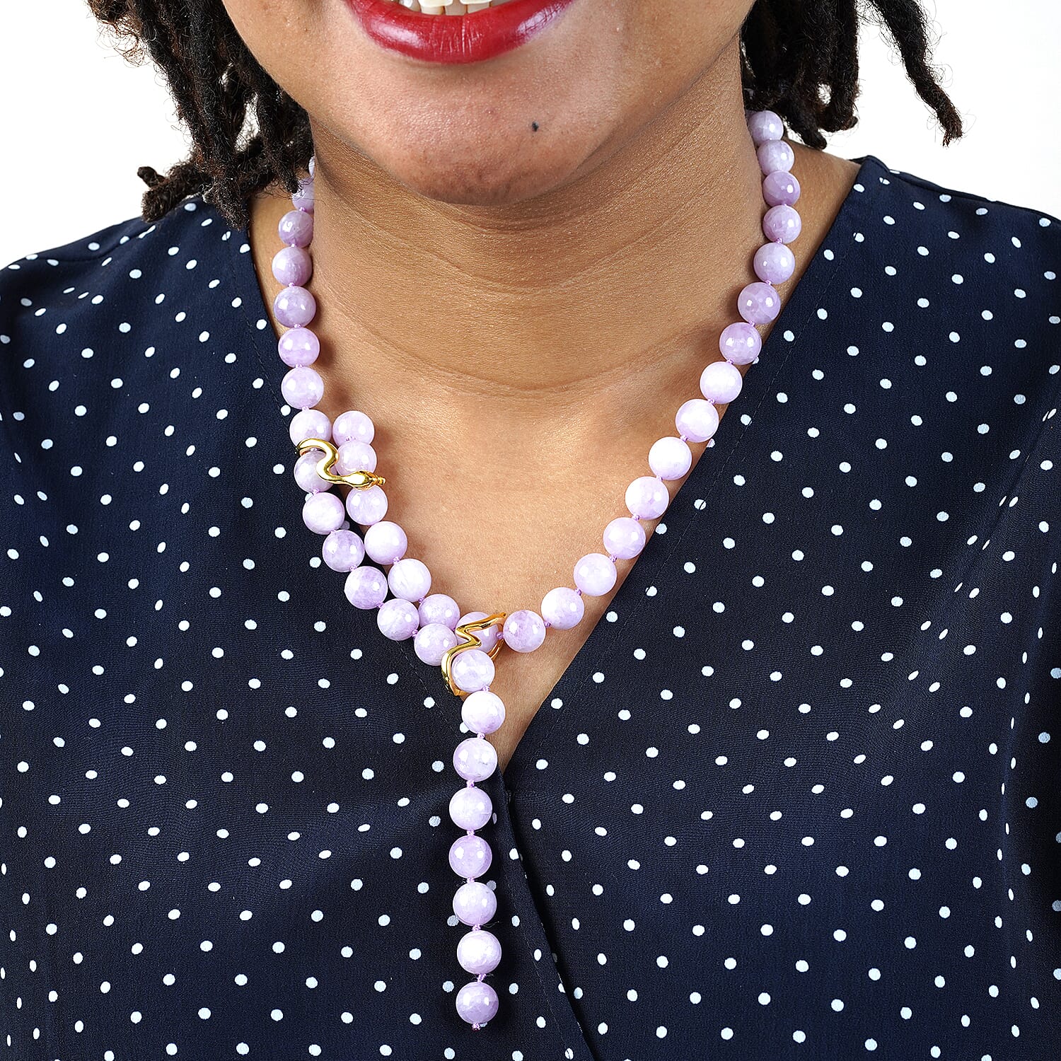 Urucum Kunzite Necklace (Size 24) with Magentic Lock in Yellow Gold Overlay Sterling Silver 491.50 Ct.