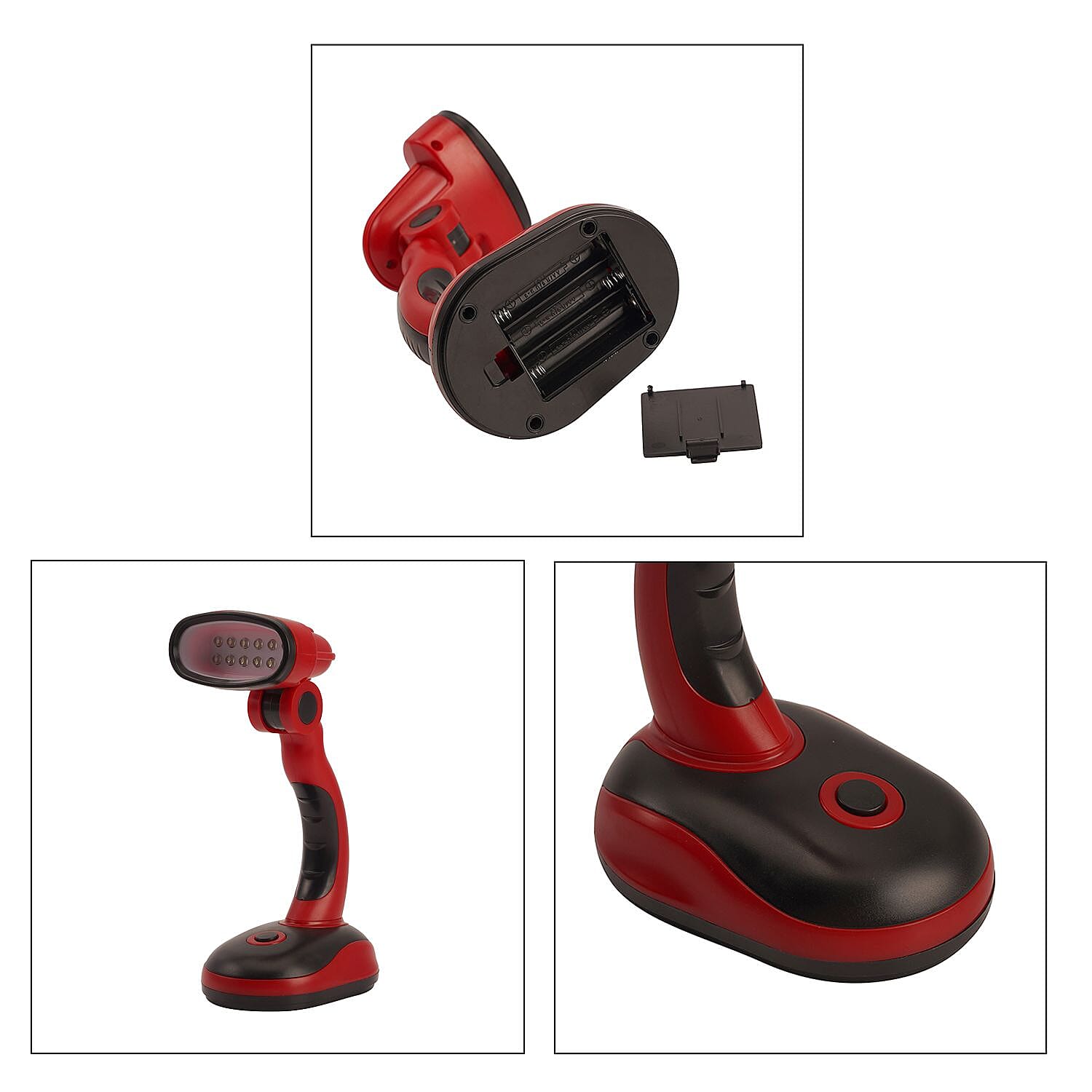 Flexible Desk Lamp with LED Light - Red and Black- Set of 2 (Requires 3 xAA Batteries no Incld)