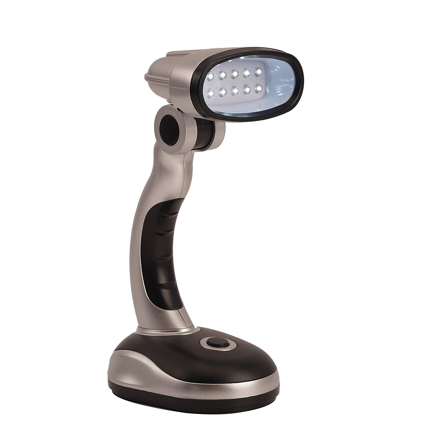 Set of 2 Flexible Desk Lamp with LED Light - Silver and Black (Requires 3 xAA Batteries)