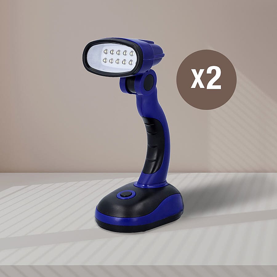 Flexible Desk Lamp with LED Light - Blue and Black- Set of 2 (Requires 3 xAA Batteries no Incld)