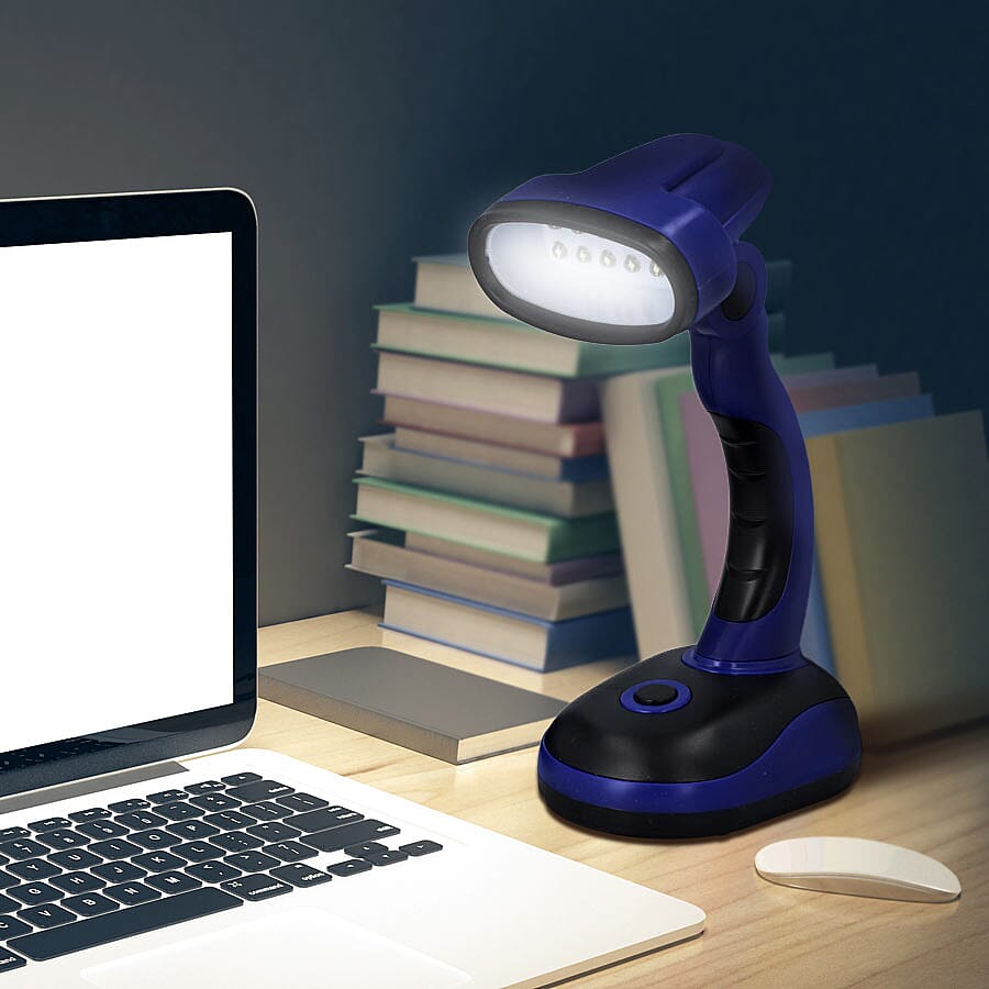 Flexible Desk Lamp with LED Light - Blue and Black- Set of 2 (Requires 3 xAA Batteries no Incld)