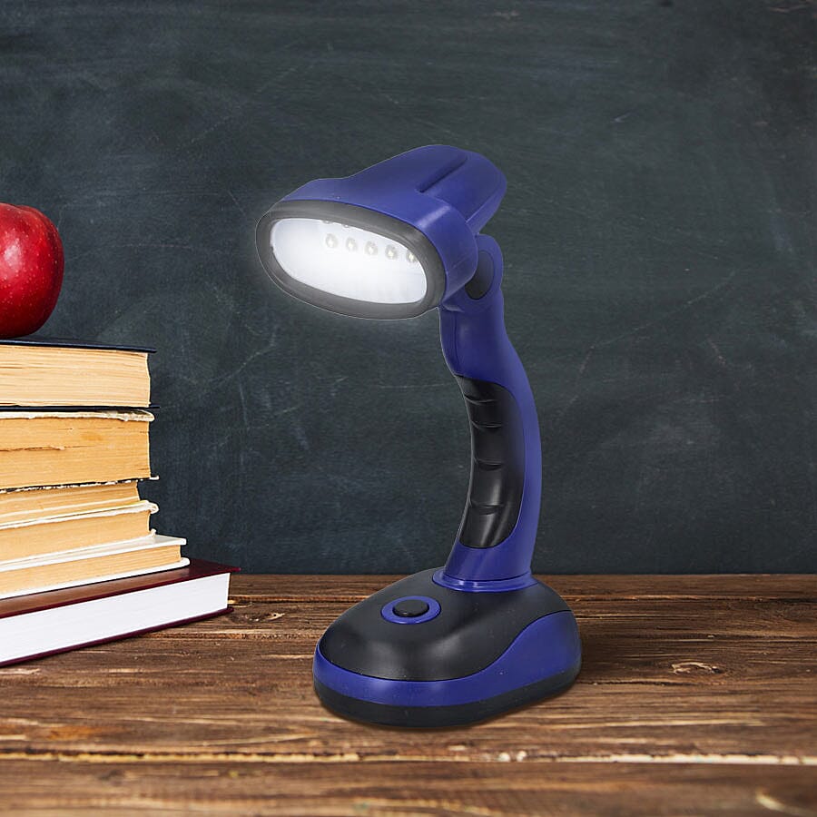 Flexible Desk Lamp with LED Light - Blue and Black- Set of 2 (Requires 3 xAA Batteries no Incld)