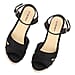 LA MAREY Open Toe High Heels Espadrilles Shoes  - Black