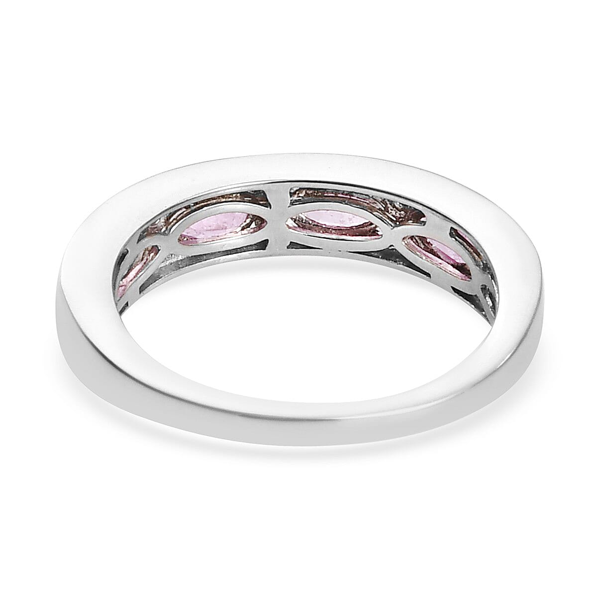 Pink Sapphire and Natural Cambodian Zircon Band Ring in Platinum Overlay Sterling Silver 1.30 Ct.
