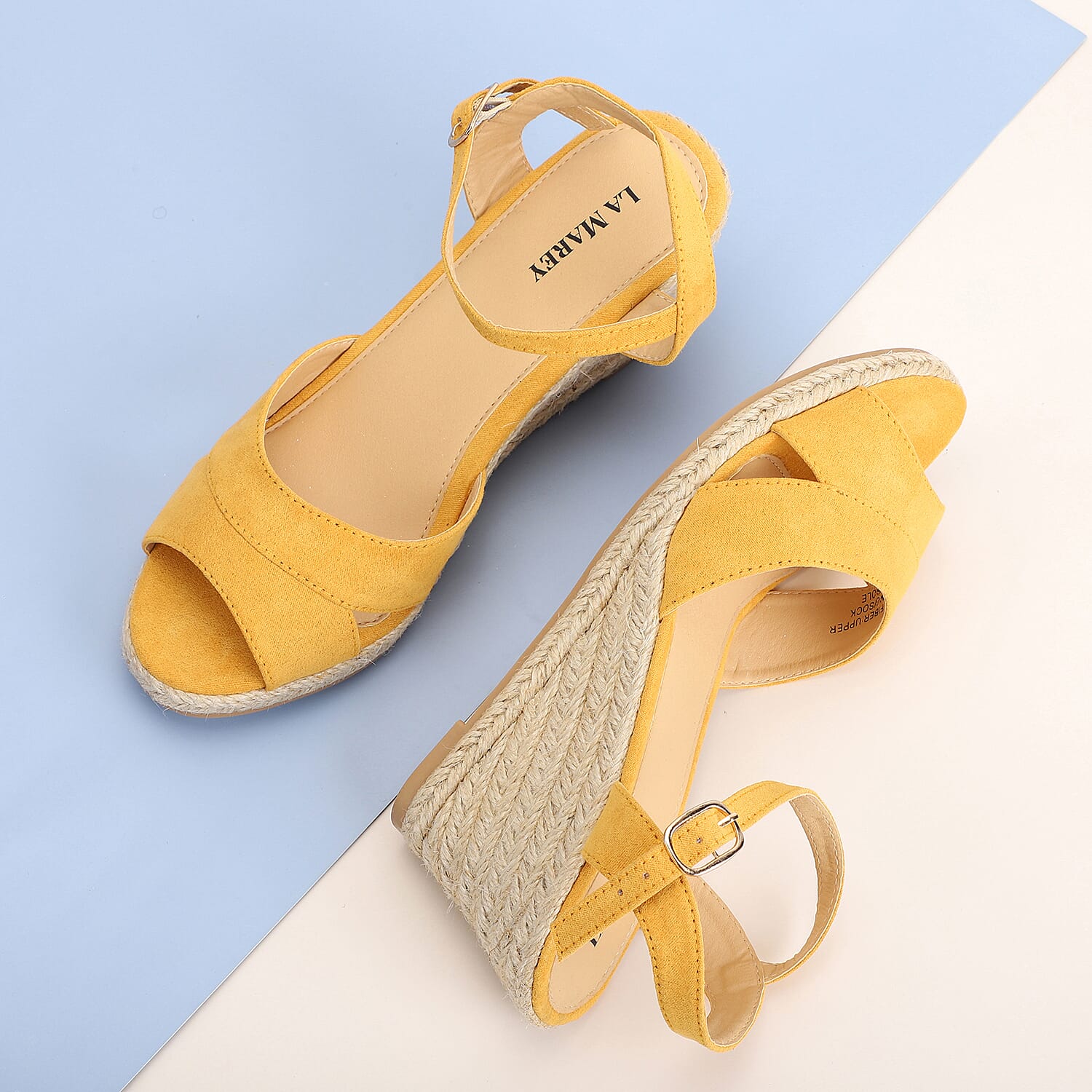 LA MAREY Open Toe High Heels Espadrilles Shoes  - Black