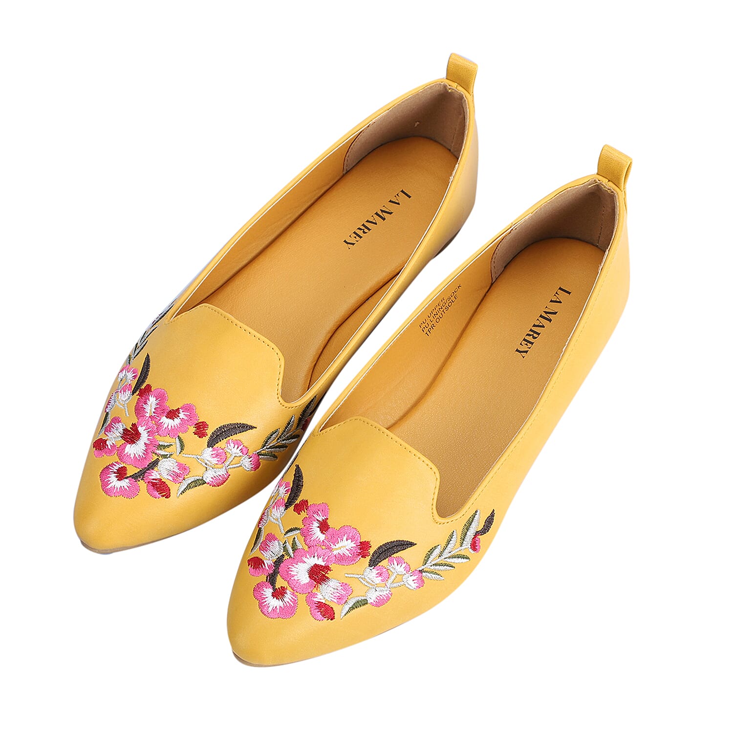LA MAREY Floral Embroidery Loafer - Yellow
