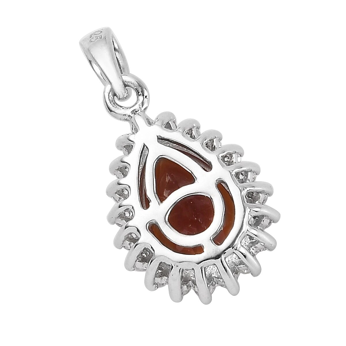 Cherry Citrine and Natural Cambodian Zircon Pendant in Platinum Overlay Sterling Silver 1.96 Ct.