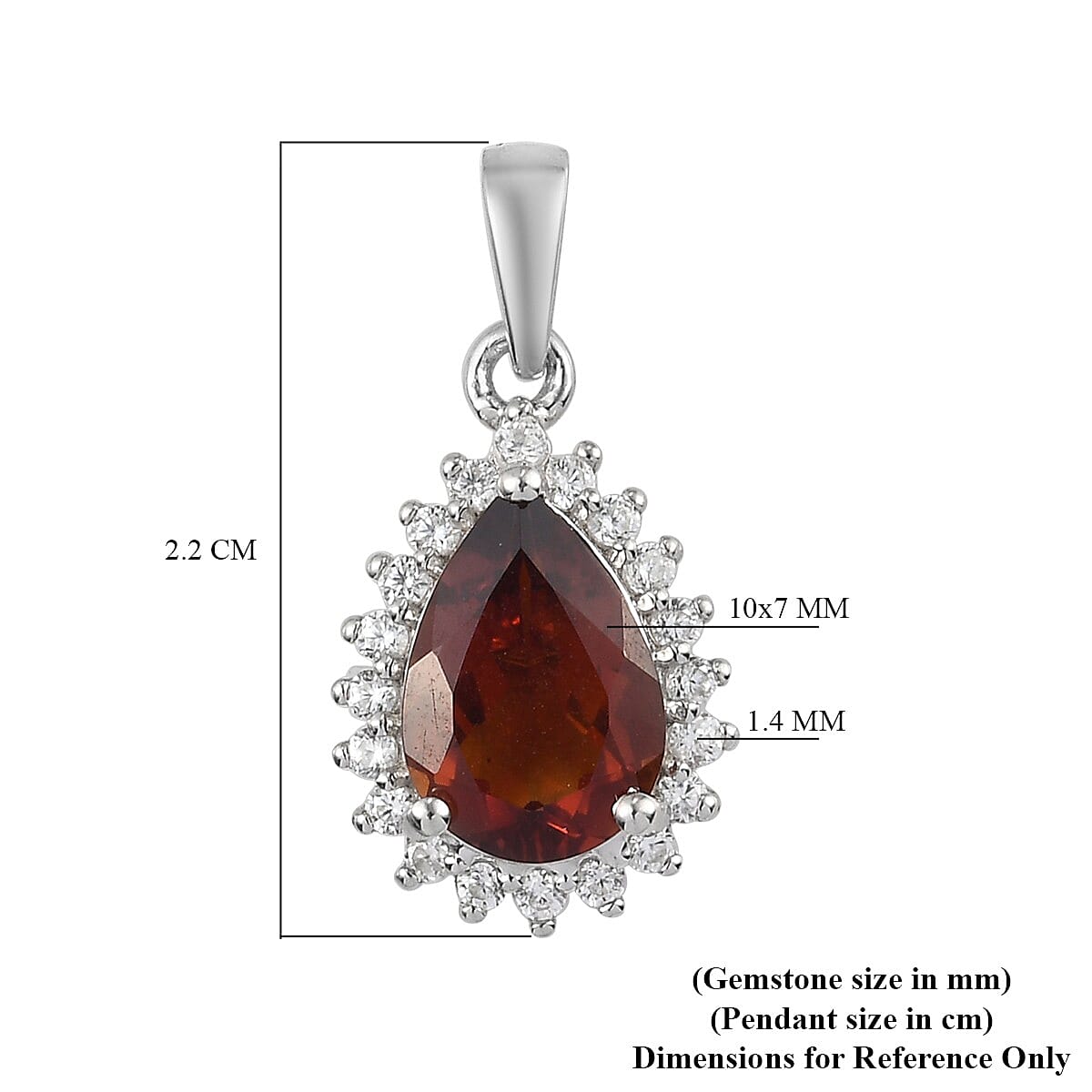 Cherry Citrine and Natural Cambodian Zircon Pendant in Platinum Overlay Sterling Silver 1.96 Ct.