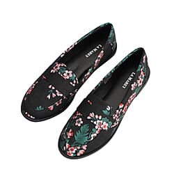 LA MAREY Loafer Embroidery Shoes (Size 3) - Black & Pink