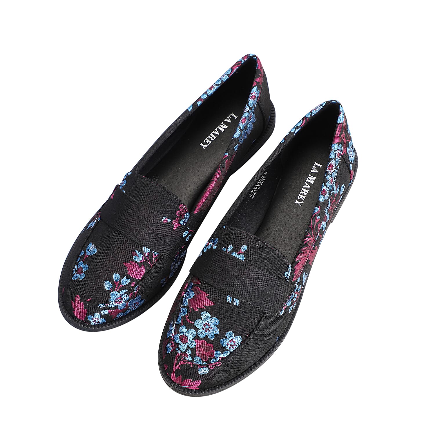 LA MAREY Loafer Embroidery Shoes (Size 4) - Black & Blue