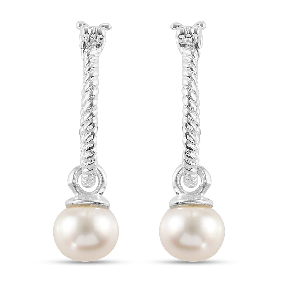Freshwater Pearl Stud Earrings (with Clasp) in Sterling Silver