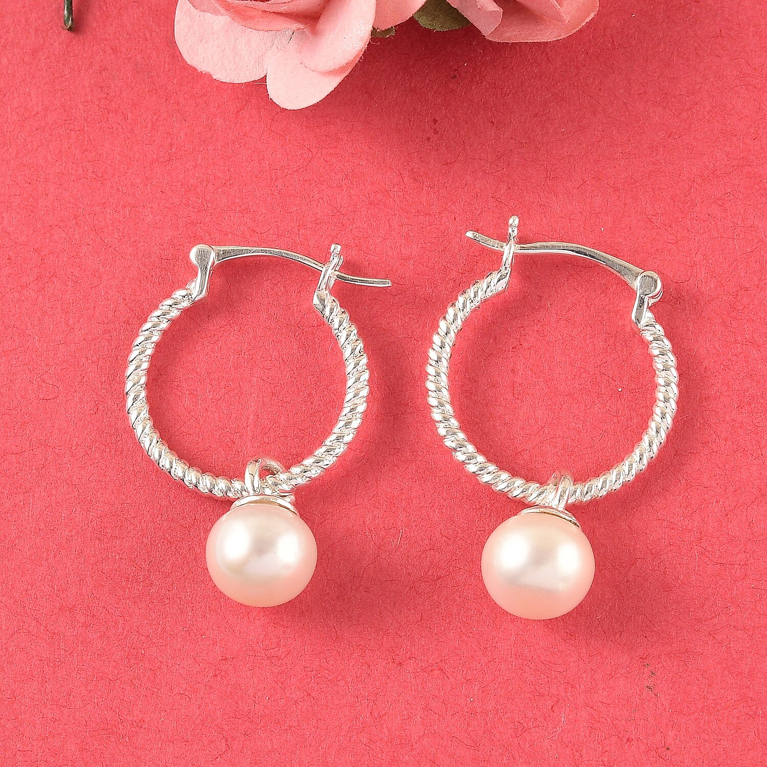 Freshwater Pearl Stud Earrings (with Clasp) in Sterling Silver