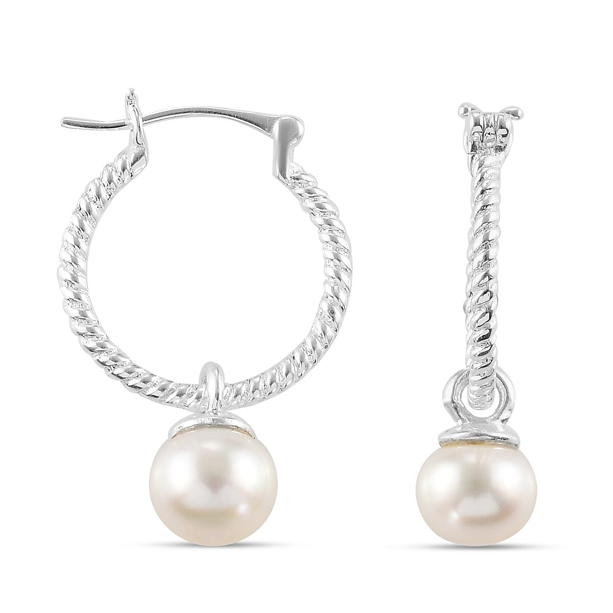 Freshwater Pearl Stud Earrings (with Clasp) in Sterling Silver