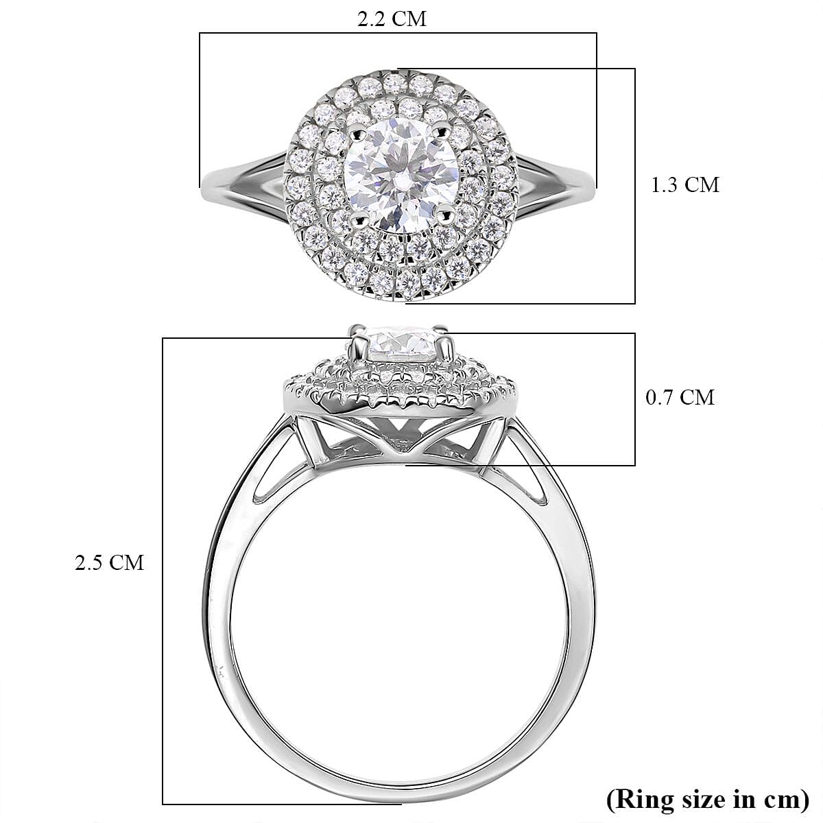 Moissanite Ring in Rhodium Overlay Sterling Silver 1.080 Ct.