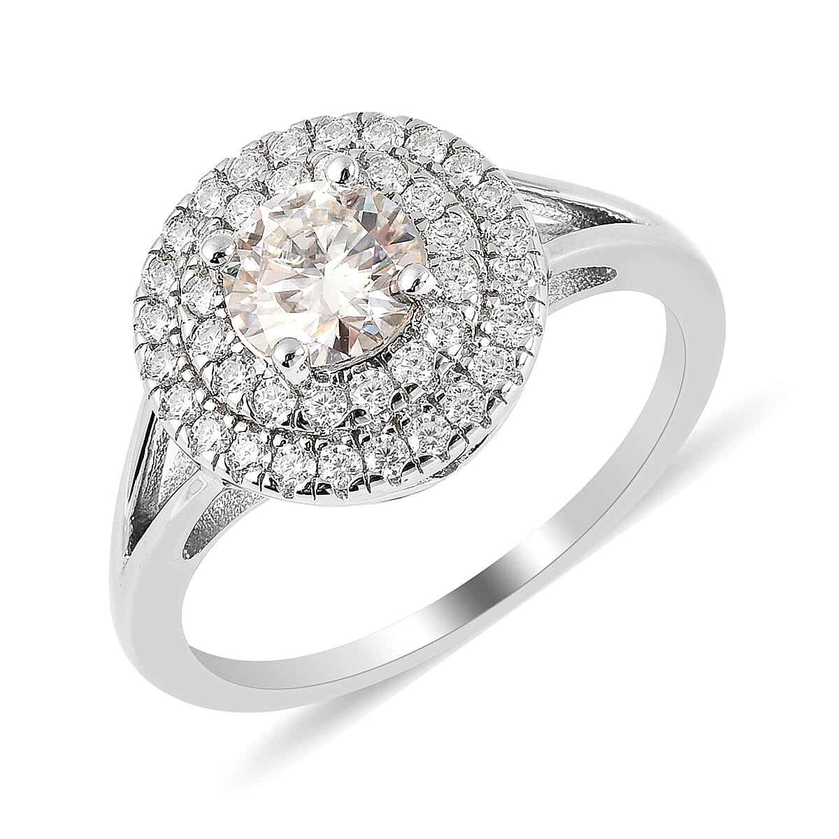 Moissanite Ring in Rhodium Overlay Sterling Silver 1.080 Ct.