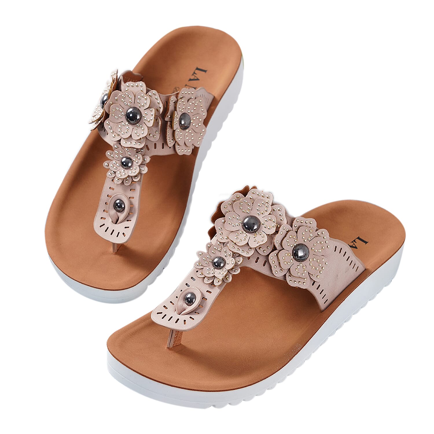 LA MAREY Floral Pattern Slippers - Pink