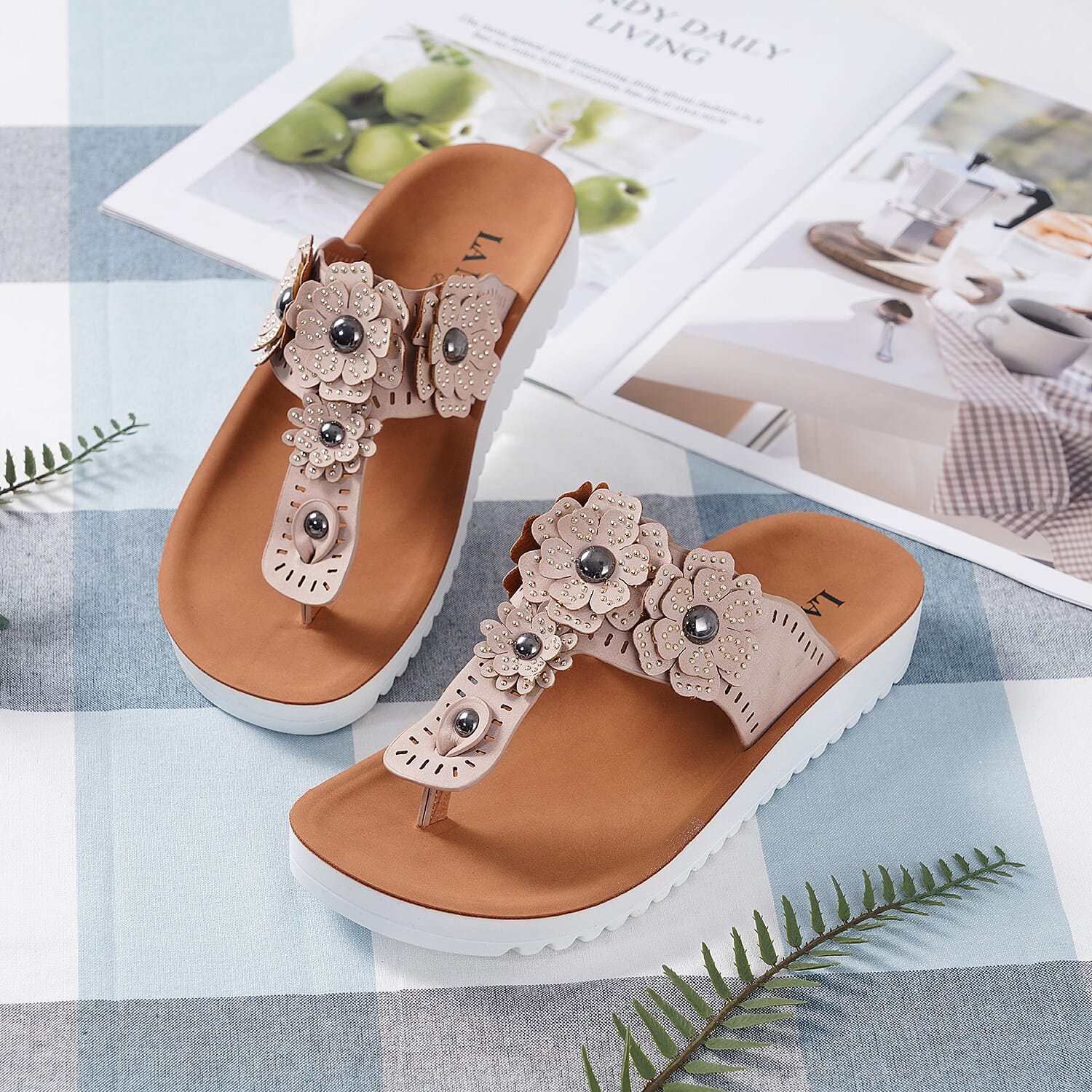 LA MAREY Floral Pattern Slippers - Pink