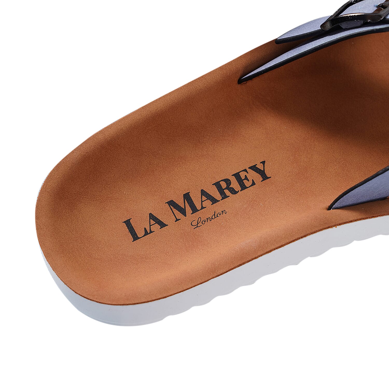 LA MAREY Criss Cross Pattern Two Strap Slippers (Size 3) - Blue