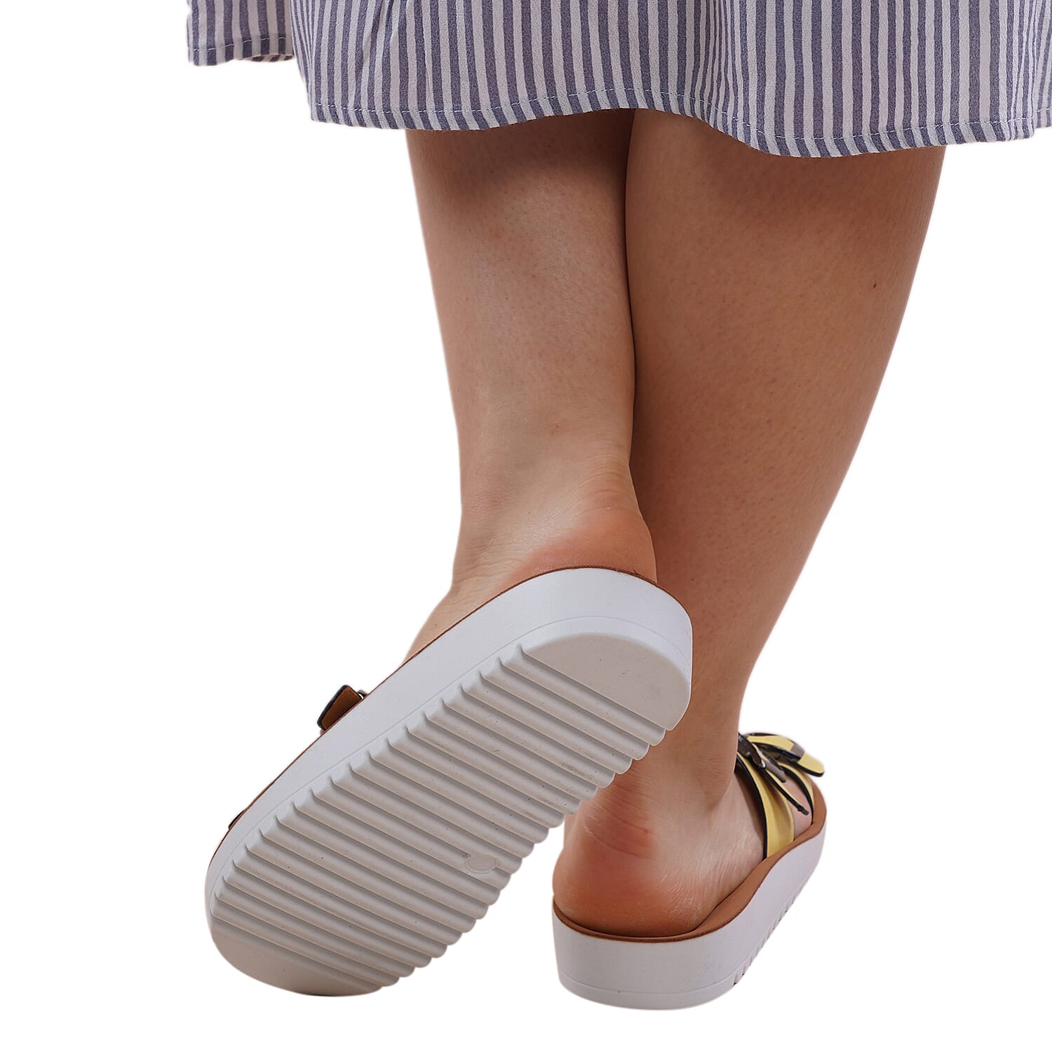 LA MAREY Criss Cross Pattern Two Strap Sandals (Size 3) - Yellow