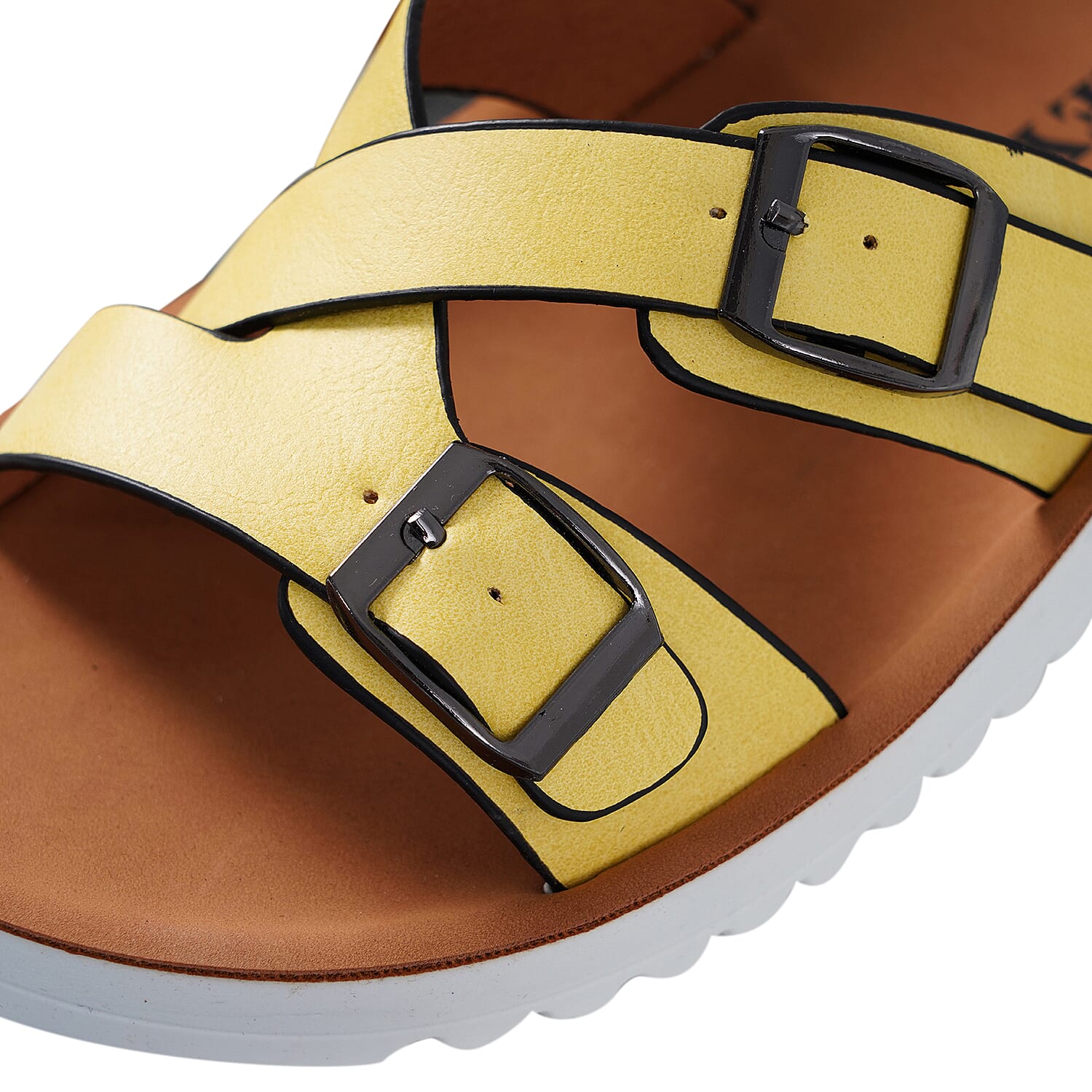 LA MAREY Criss Cross Pattern Two Strap Sandals (Size 3) - Yellow