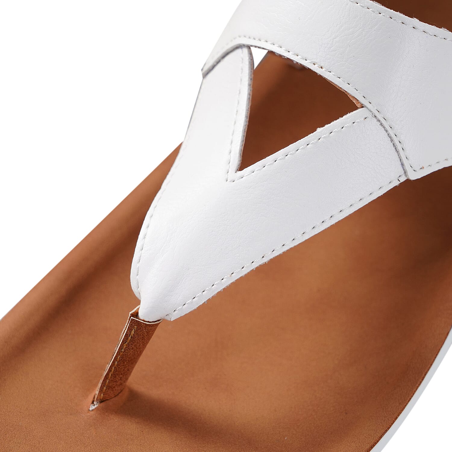 LA MAREY Open Toe Flat Women Sandals with Loop Strap (Size 3) - White