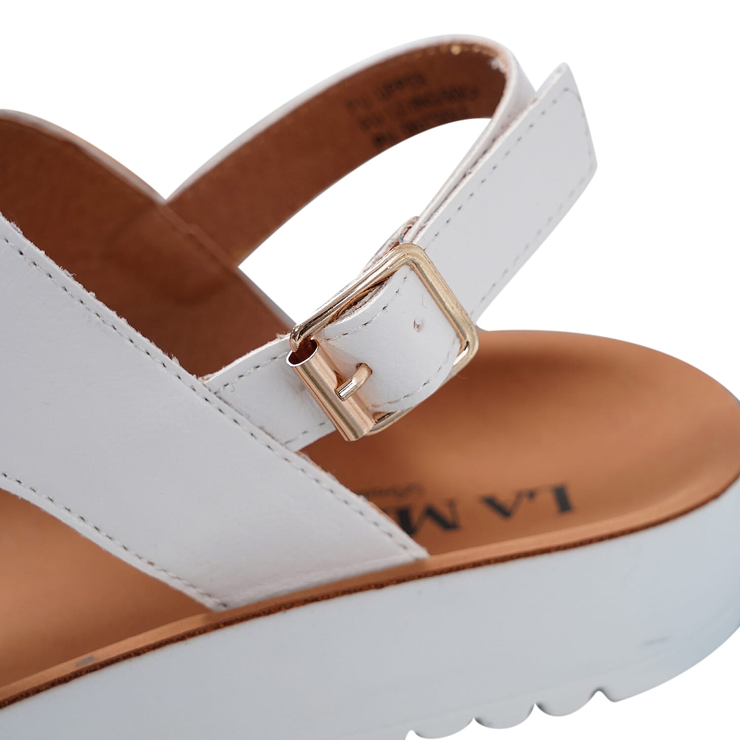 LA MAREY Open Toe Flat Women Sandals with Loop Strap (Size 3) - White