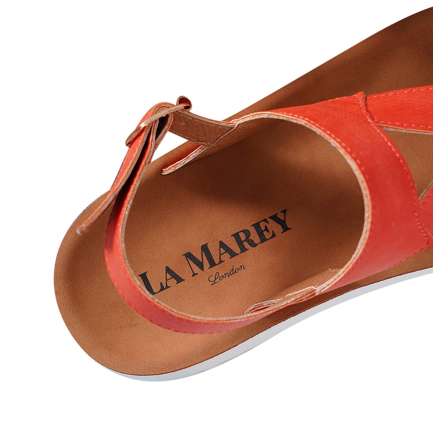 LA MAREY Open Toe Flat Women Sandals with Loop Strap (Size 3) - Orange