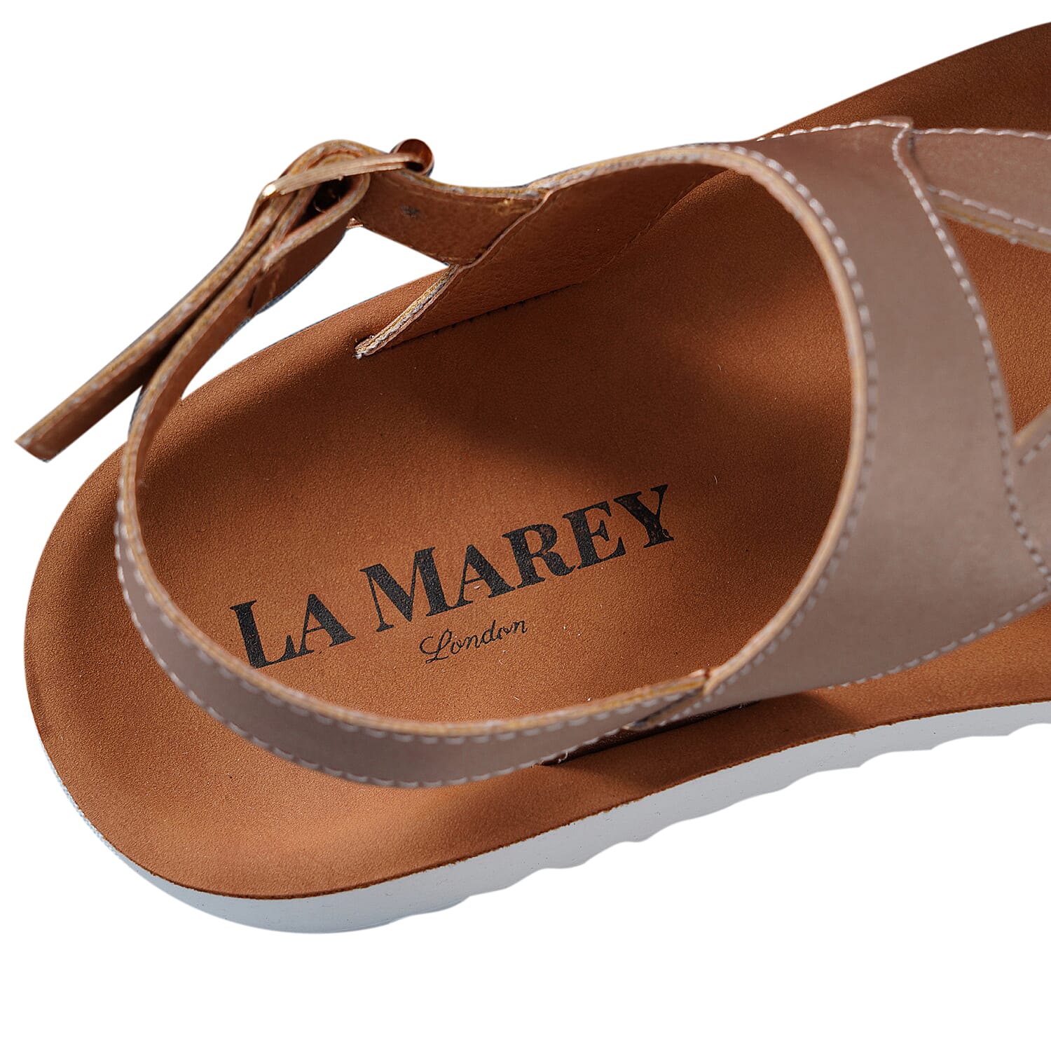 LA MAREY Open Toe Flat Women Sandals with Loop Strap Rose Gold
