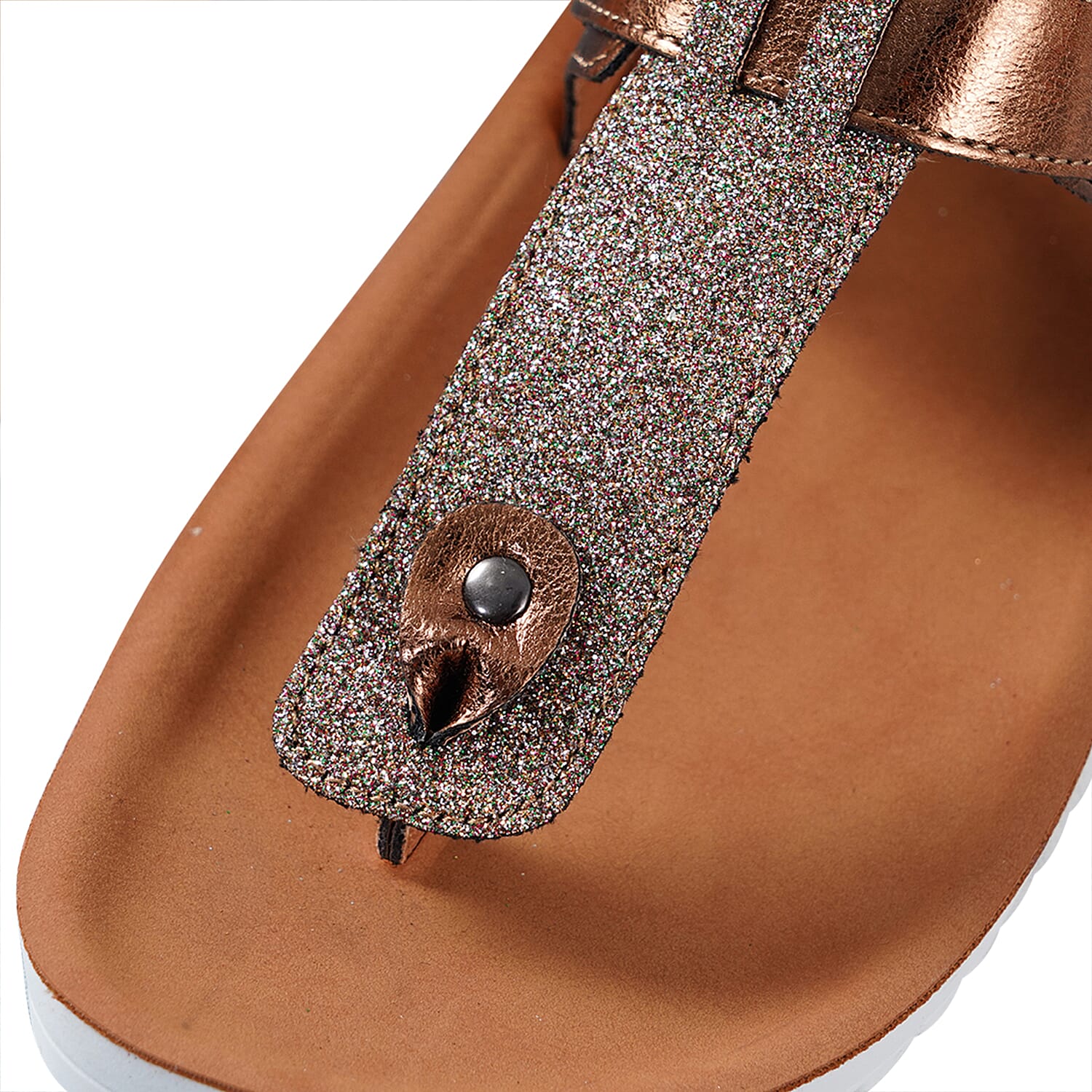 LA MAREY Flat Womens Sandals (Size 5) with Buckle - Bronze