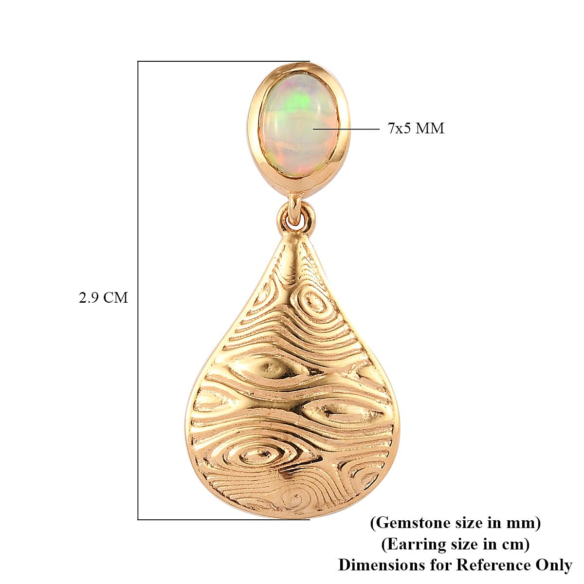 Ethiopian Welo Opal Drop Earrings (with Push Back) in 14K Gold Overlay Sterling Silver 1.13 Ct.
