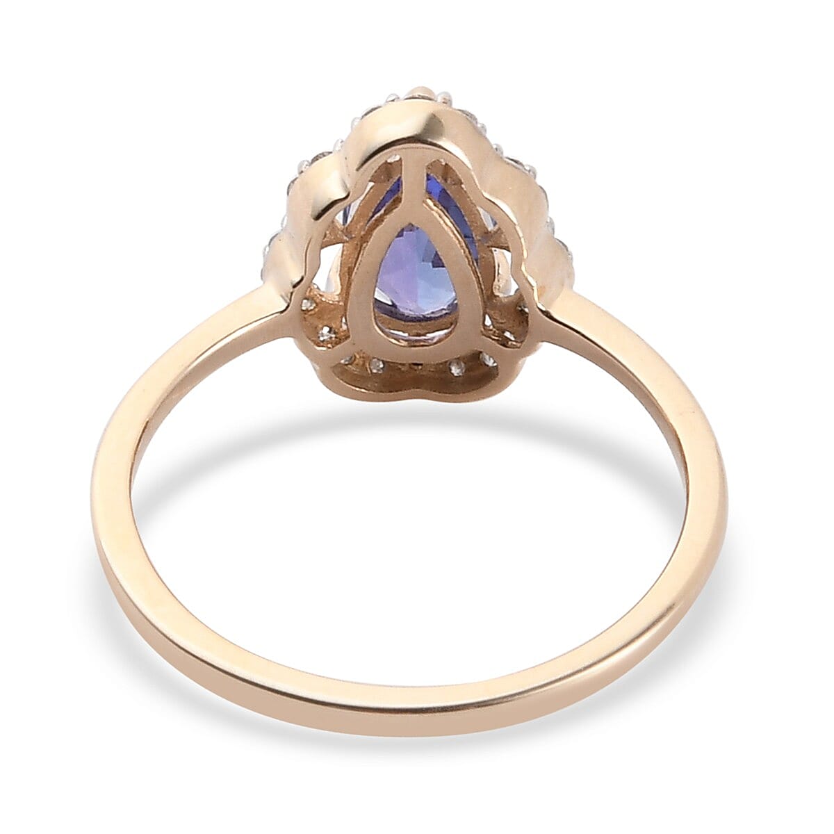 9K Yellow Gold AA Tanzanite and Diamond Ring 1.00 Ct.