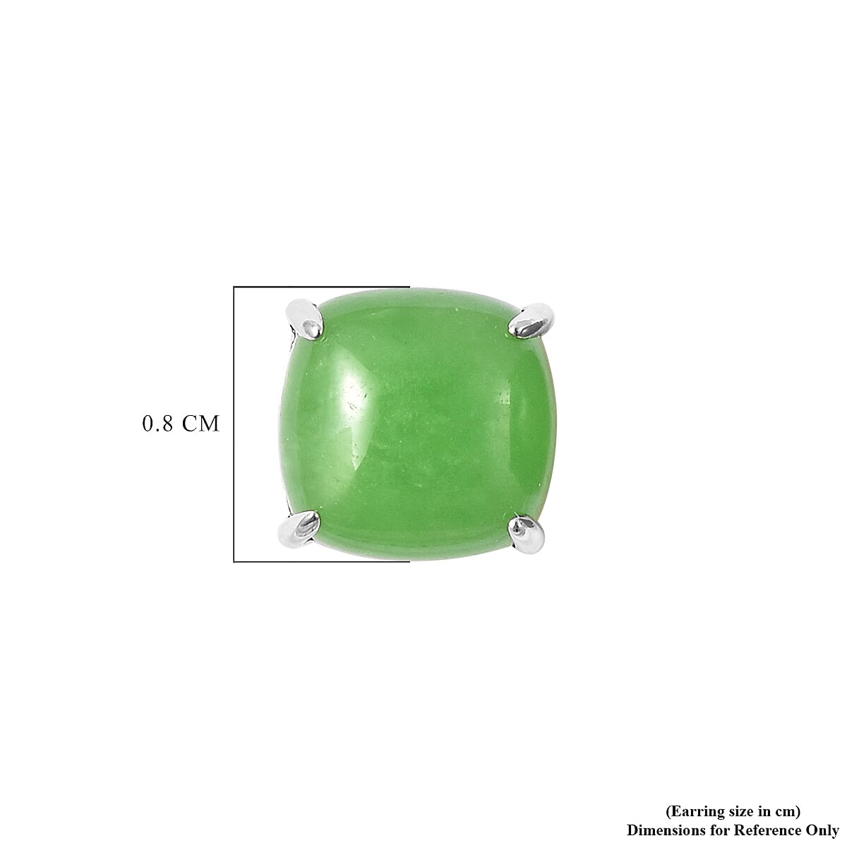 Green Jade Stud Earrings (with Push Back) in Rhodium Overlay Sterling Silver 9.00 Ct.