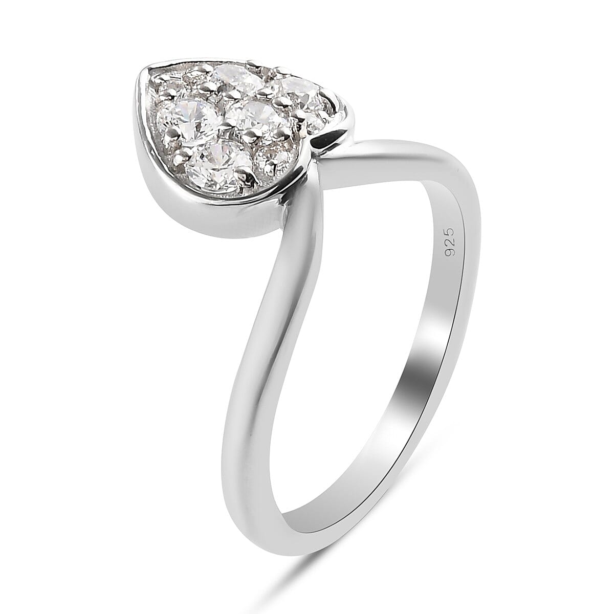 Lustro Stella Platinum Overlay Sterling Silver Heart Ring Made with Finest CZ 1.1 Ct.