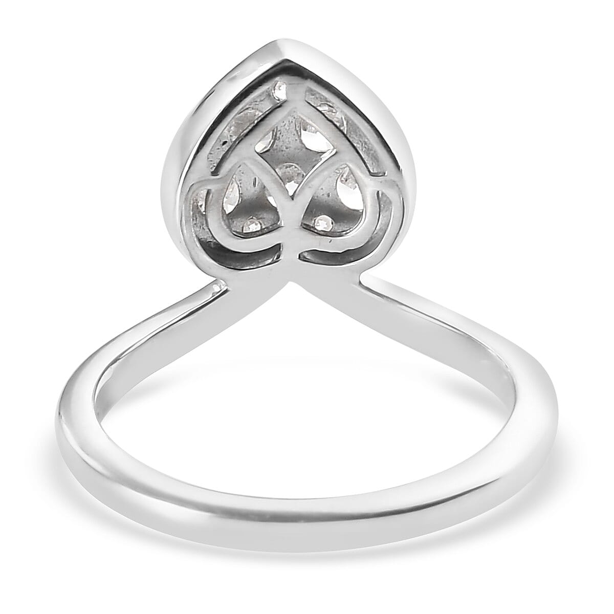 Lustro Stella Platinum Overlay Sterling Silver Heart Ring Made with Finest CZ 1.1 Ct.