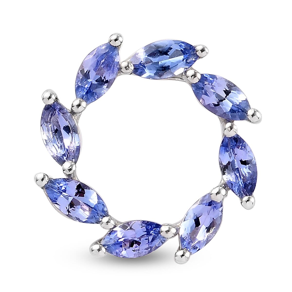 Tanzanite Circle Pendant in Platinum Overlay Sterling Silver 1.00 Ct.