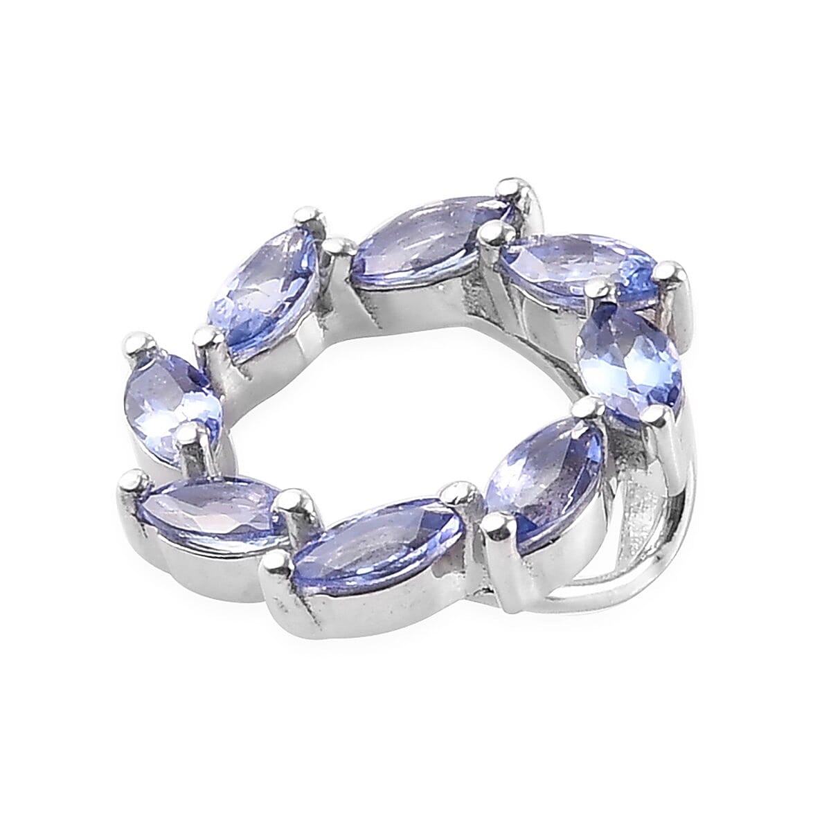 Tanzanite Circle Pendant in Platinum Overlay Sterling Silver 1.00 Ct.