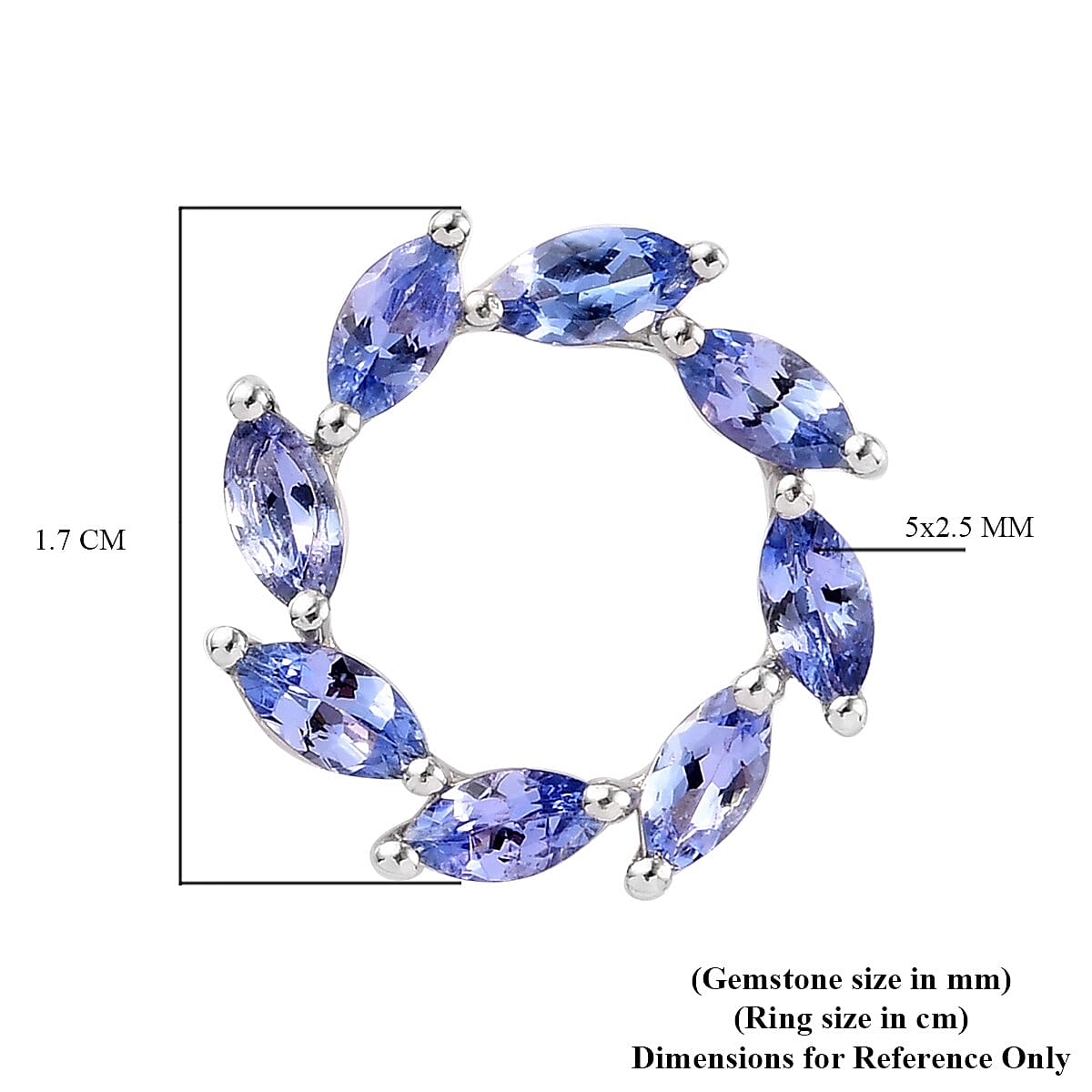 Tanzanite Circle Pendant in Platinum Overlay Sterling Silver 1.00 Ct.
