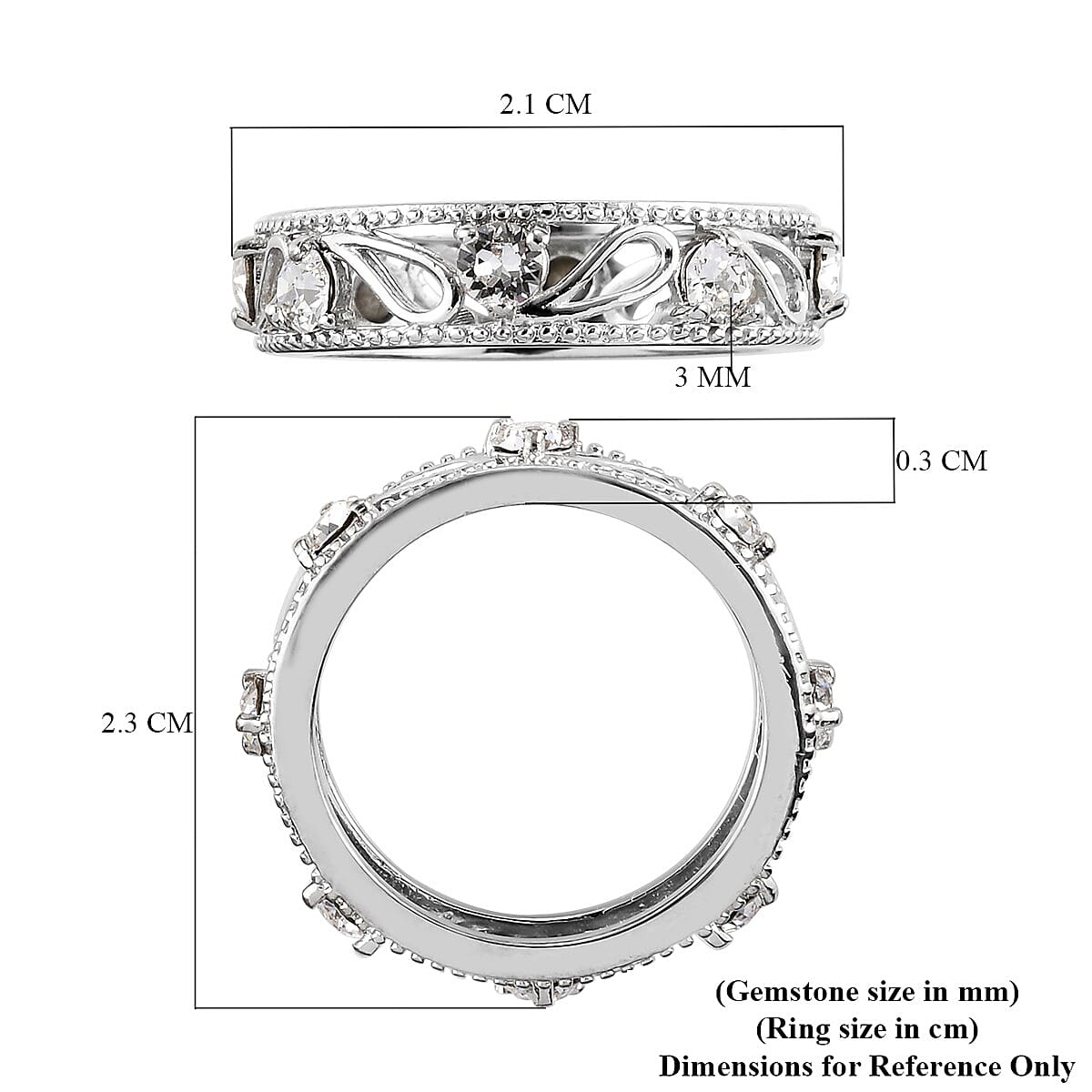 Lustro Stella White Crystal Band Ring in Platinum Tone