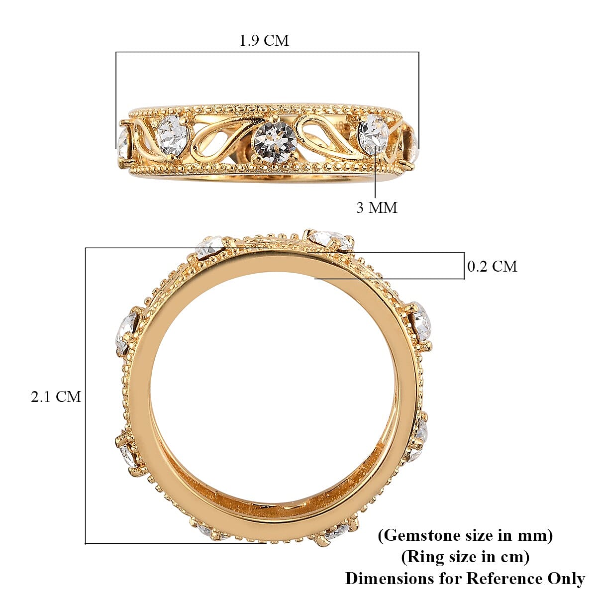Lustro Stella White Crystal Band Ring in 18K Gold Tone