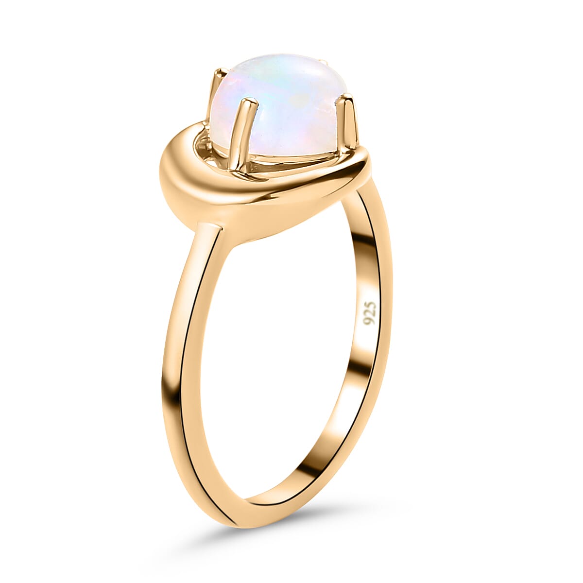 Rainbow Moonstone Ring in 14K Gold Overlay Sterling Silver 1.60 Ct.