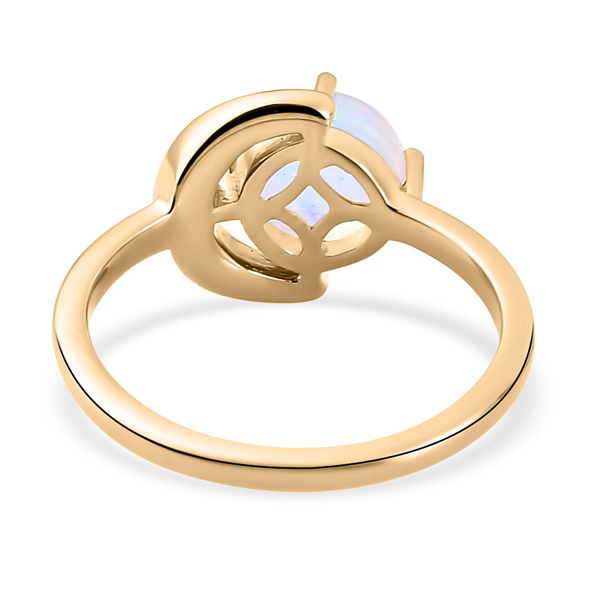 Rainbow Moonstone Ring in 14K Gold Overlay Sterling Silver 1.60 Ct.