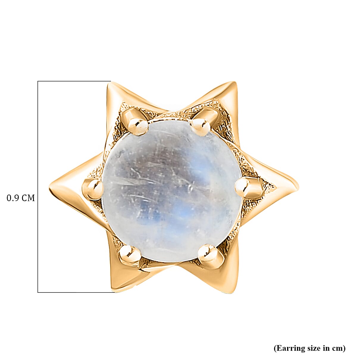 Rainbow Moonstone Stud Earrings (with Push Back) in 18K Yellow Gold Vermeil Plated Sterling Silver 2.06 Ct.