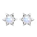 1.750 Ct. Star Inspired Solitaire Rainbow Moonstone Stud Earrings in Platinum Plated Sterling Silver
