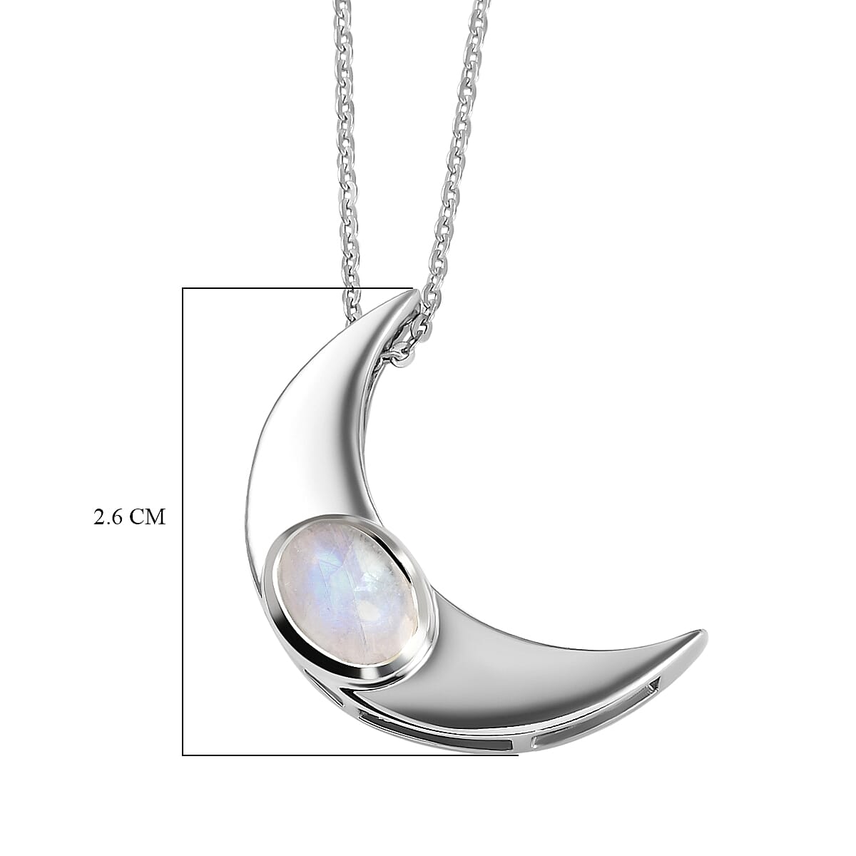 Rainbow Moonstone Pendant with Chain (Size 18) in Platinum Overlay Sterling Silver 1.93 Ct.