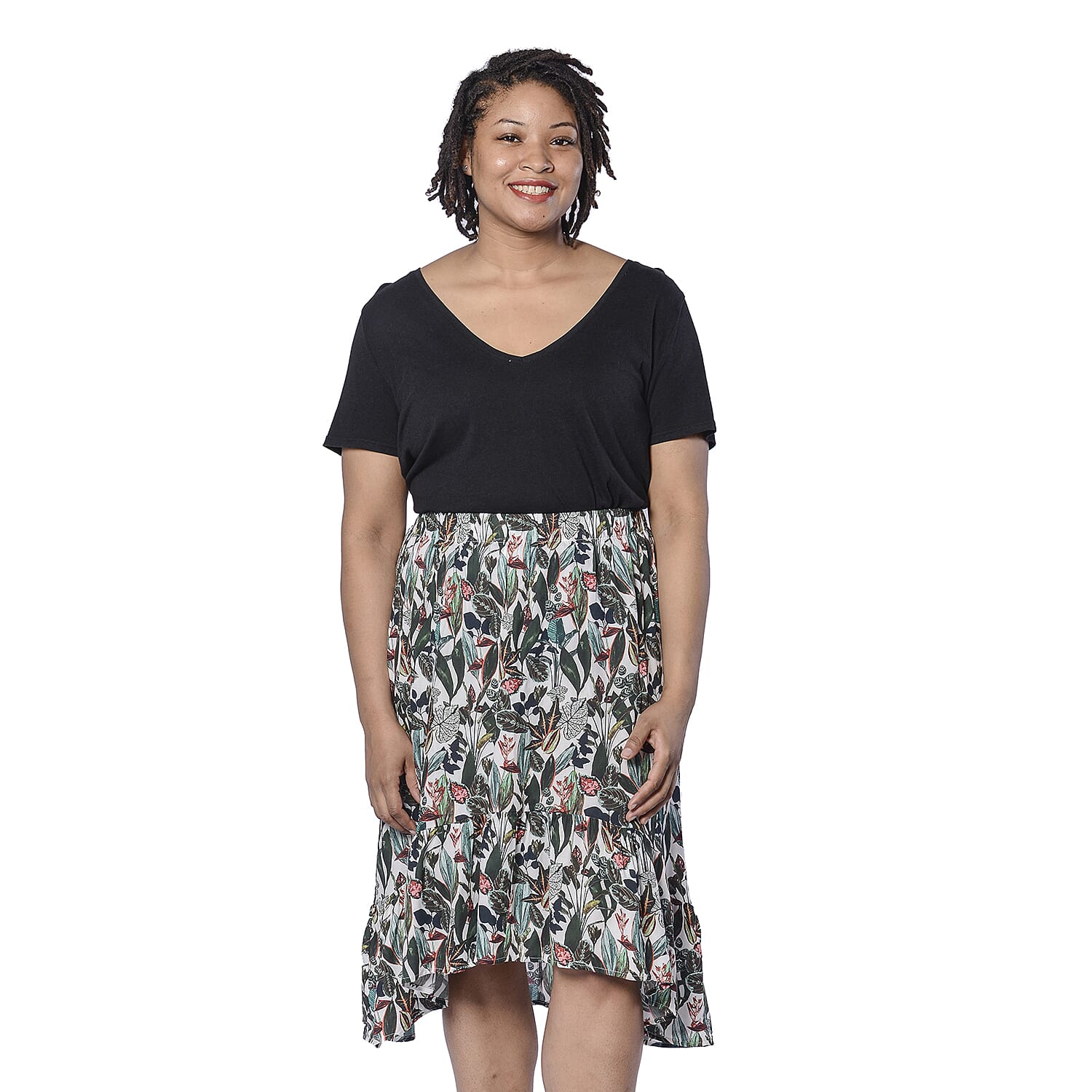 LA MAREY Leopard Printed Midi Skirt - Black