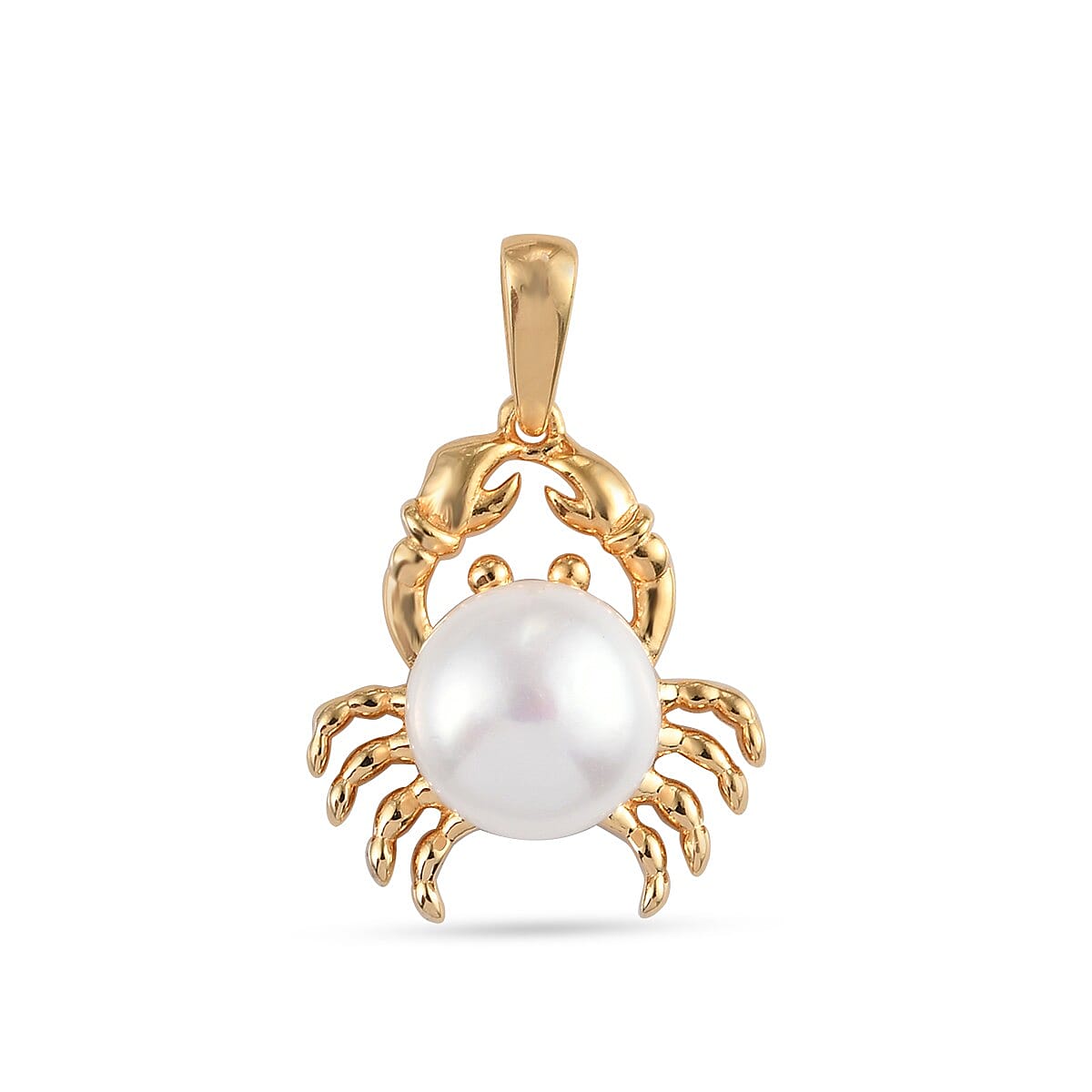 Fresh Water Pearl Crab Pendant in 14K Gold Overlay Sterling Silver